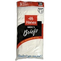 Vtg 1990&#39;s Hanes Briefs 3 Pack 100% Preshrunk Cotton White USA New Mens ... - $25.65