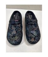 Therafit Molly Women&#39;s Suede Black Clog Paisley Colorful Size 39 US 8.5/9 - $59.95