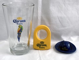 Corona Extra Beer Pint Glass Plastic Sombrero Bottle Opener + Coronarita Holder - £22.46 GBP