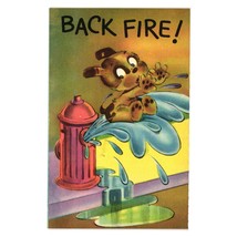 Humorous Puppy Dog Vintage Postcard Fire Hydrant 307 USA Cartoon Mail Art - £7.45 GBP
