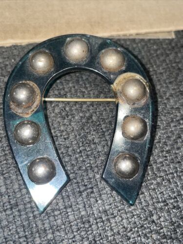 Lucky Horseshoe  Vintage Plastic/Metal Rhinestones - $4.94