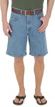 Mens Shorts Denim Wrangler Rugged Relaxed Fit 5 Pocket Blue Jean-size 30 - £12.46 GBP