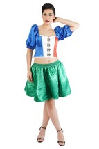 Red Blue White Satin France Flag Corset Gothic Valentine Costume With Pu... - £85.58 GBP