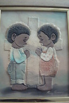 Mary Ramsey oil painting collage two young children praying, beautiful work[psi] - £27.18 GBP