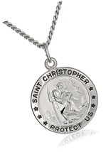 Collection Round Saint Christopher Medal with Stainless 20 - £82.69 GBP