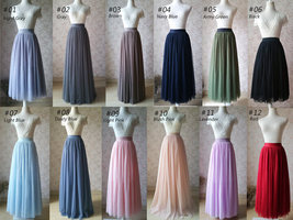Gray Pleated Tulle Maxi Skirt Women Custom Plus Size Tulle Skirt Outfit image 8