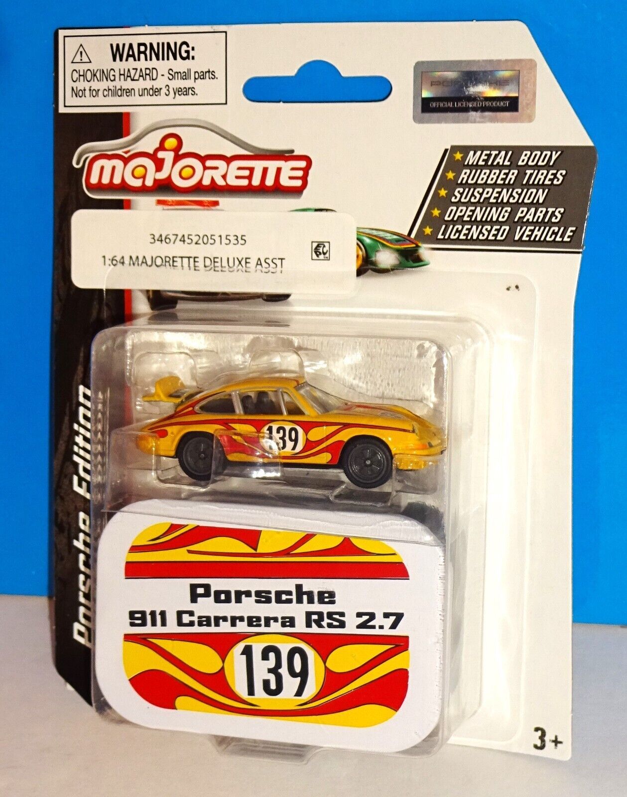 Majorette Porsche 911 Carrera RS 2.7 Castheads Premium Die Cast Car