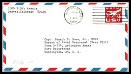 1964 US Air Mail Cover - Denver, Colorado to Navy Dept, Washington DC B25 - £2.31 GBP