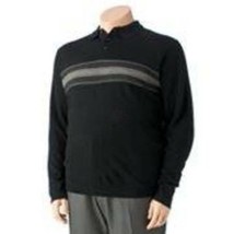 Mens Sweater Polo Big &amp; Tall Dockers Black Houndstooth Long Sleeve $60-sz XLT - £18.60 GBP