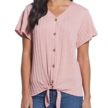 Weatherproof Vintage ~ Tie Front ~ SIZE LARGE ~ V-Neck ~ Braided Knit To... - $20.00