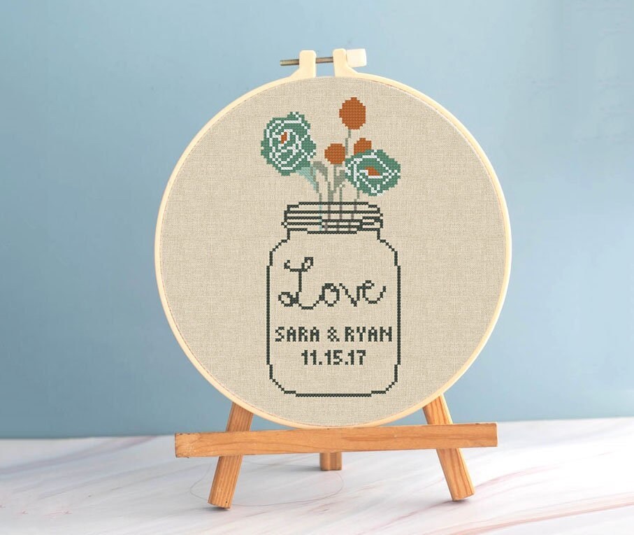Wedding cross stitch love sampler pattern pdf - Marriage cross stitch cu... - $3.29