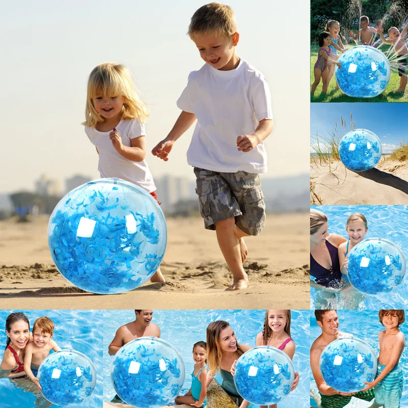 Outdoor Sport Toys Inflatable Beach Ball Summer 3D Fruit Feather Sequins P - $12.47+