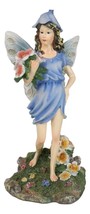 Enchanted Garden Bluebell Floral Fairy Carrying A Bouquet Of Flowers Fig... - $465.81 MXN
