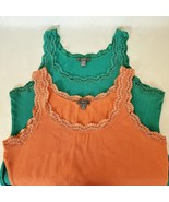 Apt 9 Tank Tops Lot of 2 Womens Ribbed Stretch Shirts Orange Green Lace ... - $40.75 CAD