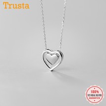 Trustdavis 925 Sterling Silver Fashion Sweet Love Heart Pendant Short Clavicle N - £20.36 GBP