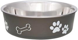 [Pack of 2] Loving Pets Stainless Steel &amp; Espresso Dish with Rubber Base Smal... - £19.55 GBP
