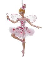 KURT ADLER 6&quot; RESIN CANDY CANE SUGAR PLUM FAIRY BALLERINA XMAS ORNAMENT ... - $33.28 CAD