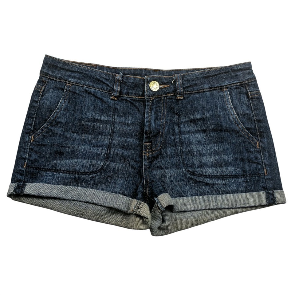 Buffalo David Bitton Denim Booty Shorts 27 Dark Wash Cuffed Stretch Pockets - $16.63