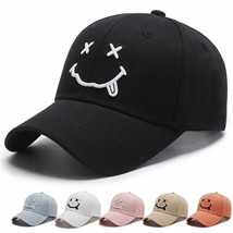 Cute Smiling Face Baseball Embroidered Cap, Casual Unisex Cap, Summer Hats - £12.54 GBP+