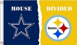 Dallas Cowboys and Pittsburgh Steelers Divided Flag 3x5ft - £12.34 GBP