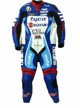 Suzuki Racing Riding Cowhide Leather Suit Men Sports Motorcycle Motorbike Suit - £218.25 GBP