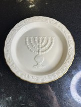 Rare Vintage Judaica Lenox Raised Menorah 6 3/8&quot; Plate / Dish with 24K G... - $41.05 CAD