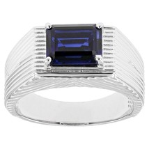 3.08 Ctw Emerald Cut Blue Sapphire 14K White Gold Over Solitaire Ring Fo... - €83,17 EUR