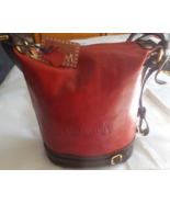 VALENTINA Genuine Red/Brown Leather Handbag Made in Italy - $343.38 CAD