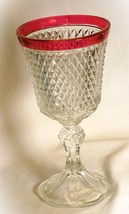 Indiana Glass Red Diamond Point Flower Vase Footed Urn - £23.67 GBP