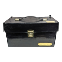 Vintage Nintendo 10 Game Storage Case Black Faux Gator Leather Carry Box - £16.22 GBP