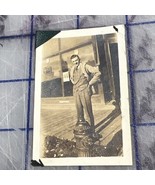Vintage Photograph 1920s Man In Front Of Store GEM Micromatic Blades Sign - $11.88