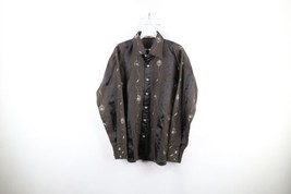 Vtg 60s 70s Streetwear Mens Medium Geometric Satin Striped Collared Button Shirt - £38.88 GBP