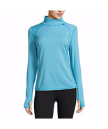 Xersion Women&#39;s Mock Neck Pull Over Long Sleeve Shirt Blue MEDIUM Athletic - £17.06 GBP