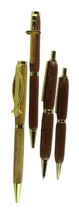 Cross and Jesus Fish Lathed Spun Wood Fountain Twist Pen and Pencil Set Brown - £15.33 GBP