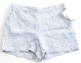 Ellen Tracy Blue &amp; White Striped Linen Casual Shorts Waist 34-38 Women&#39;s NWT - £47.17 GBP