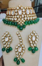 Bollywood Style Indian Jewelry Bridal Kundan Choker Necklace Earrings Tikka Set - £127.58 GBP