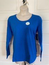 Kim Rogers Stretch Cotton L/S Scoop  Neck Tee Top XXL Blue  Msrp. $28. - £9.65 GBP