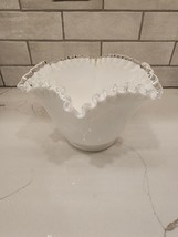 Fenton Vintage Silver Crest Milk Glass Crimped Ruffeled Edge Dessert Bowl - EUC - £15.42 GBP