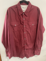 Mens ABLANCHE Button Shirt-2XL Maroon Long Sleeve Heavy Duty Cotton/Poly... - $19.80