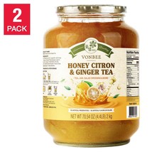 Vonbee Honey Citron And &amp; Ginger Tea Benefits 4.4 Lb 2 Jars ~ 8.8 Pounds Total ~ - $49.99