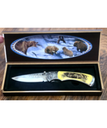 Custom Engraved Bear Folding Knife with Case Never Used - $24.74