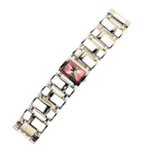 Manhattan Quartz Croton Watch Women Pink Silver Tone Art Deco Bracelet 7.25” - £17.88 GBP