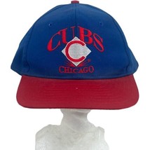 Vintage Chicago Cubs Baseball Hat Signature Red Blue Embroidered &#39;80s &#39;90s - £8.92 GBP