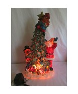 Vintage Lighted Christmas Tree with Santa Snowman Bear 20&quot; w 12V Adapter - $44.34