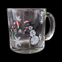 Starbucks Christmas Snowman Coffee Cup Glass Mug Holiday Clear Winter Candy Cane - £19.37 GBP