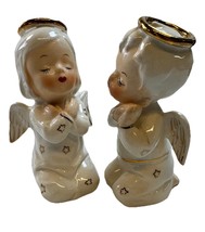 Vintage 1940’s Japan Praying Angels Figures- Cream &amp; Gold Rare Set - $39.74