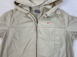 Vintage Nike Jacket Windbreaker Swoosh Khaki Women’s L 12-14 Cotton Casual - $34.99