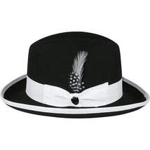 Bruno Capelo Dress Hat Australian Wool Homburg Godfather GF111 Black white image 6