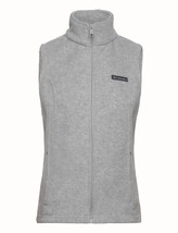 Columbia tailored mock neck full zip secure pockets light gray fleece ve... - $33.72