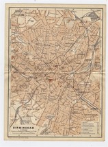 1906 Original Antique City Map Of Birmingham / England - £17.11 GBP